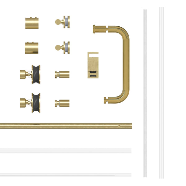 English Elm 56" Frameless Sliding Shower Door Tempered Glass Walk-in Enclosure Brushed Gold W1920P400620