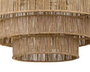 Sunpan Alyssa Chandelier - Handcrafted Artisan Lighting with Unique Design for Elegant Home Décor Appeal Antique Brass, Natural Jute