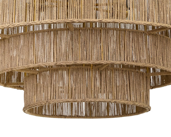 Sunpan Alyssa Chandelier - Handcrafted Artisan Lighting with Unique Design for Elegant Home Décor Appeal Antique Brass, Natural Jute