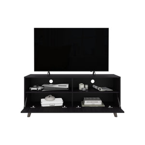 English Elm Patrick TV Stand for TVs up to 65” – Modern Black Entertainment Center with 2 Doors, Open Shelf, MDF Durable Finish B200P335350