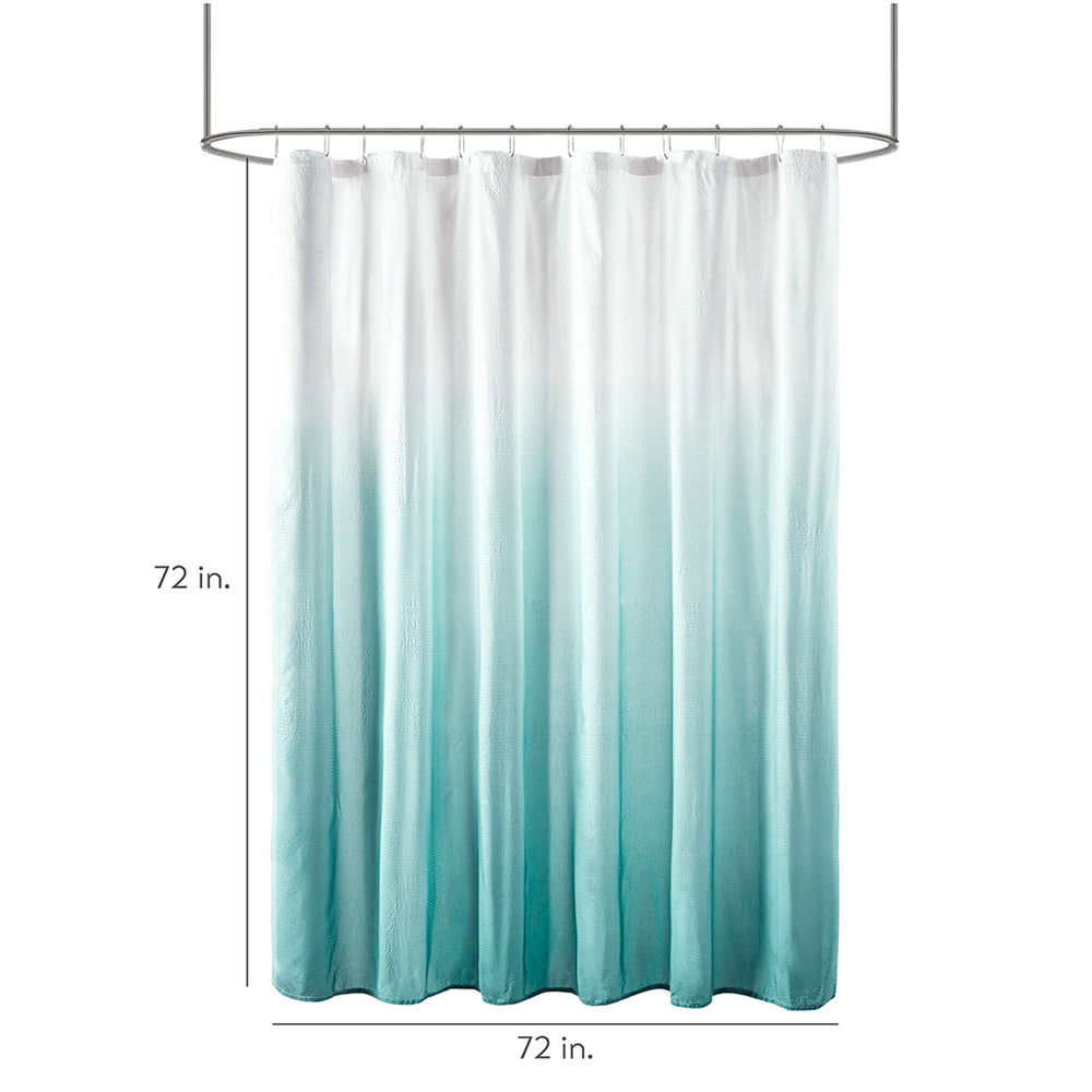 JLA Home Madison Park - Ombre Seersucker Shower Curtain with Embossed Texture for Spa-Like Gradient, Machine Washable Aqua MP70-8448