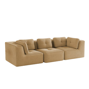English Elm Modern Corduroy Modular Sectional Sofa Deep Seat Tufted Piping No Assembly Required Camel W714S01783