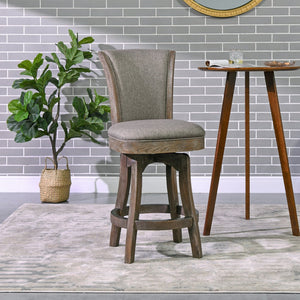 English Elm Jennifer Taylor Home - Henry 27" Armless Swivel Counter Height Bar Stool Heathered Linen Upholstered High Back Support Gray B2719P238374