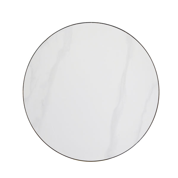 English Elm 31.5inch Tulip Pedestal Round Dining Table White Ceramic Top Mid-century Modern Seats Six W3766P436155