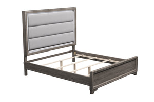 English Elm Elegant Queen Platform Bed Bonded Leather Tufted Headboard with Led Ambient Lighting B011S02080