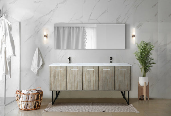 English Elm Rustic Acacia Double Bath Vanity 72" W X 20" D, Durable Cultured Marble Top & Elegant Gun Metal Faucet B2731P259711-GIGA
