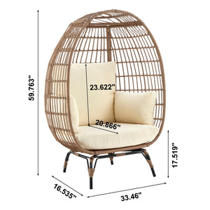English Elm Spezia Freestanding Egg Chair with Removable Waterproof Cushions, Steel Rattan Frame for Indoors Outdoors Tan B365P397662