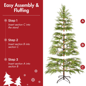 English Elm 6 ft Artificial Christmas Tree with 300 Warm LED Lights, 612 Tips, Hinged PE Branches & Metal Stand N710P181792S