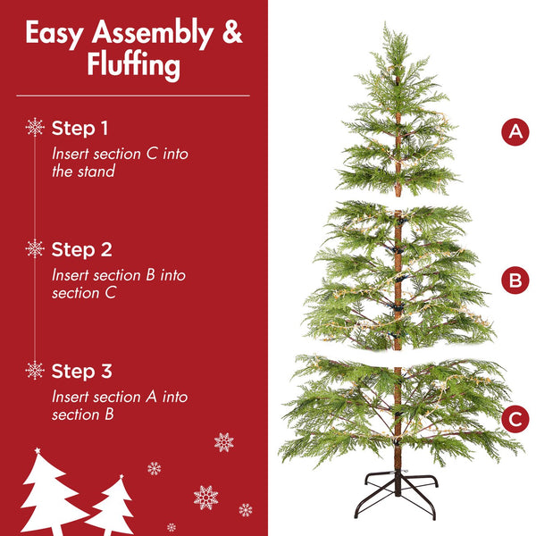 English Elm 6 ft Artificial Christmas Tree with 300 Warm LED Lights, 612 Tips, Hinged PE Branches & Metal Stand N710P181792S