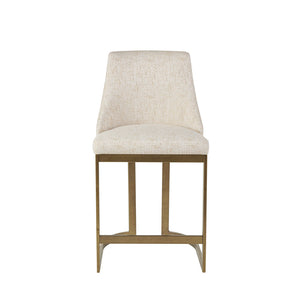 JLA Home Madison Park - 26"H Upholstered Counter Stool with Curved Arms Cream Fabric Antique Gold Metal Base Stylish Comfort, Durable Foam Seating, Adjustable Feet (Counter Height) MP104-1238