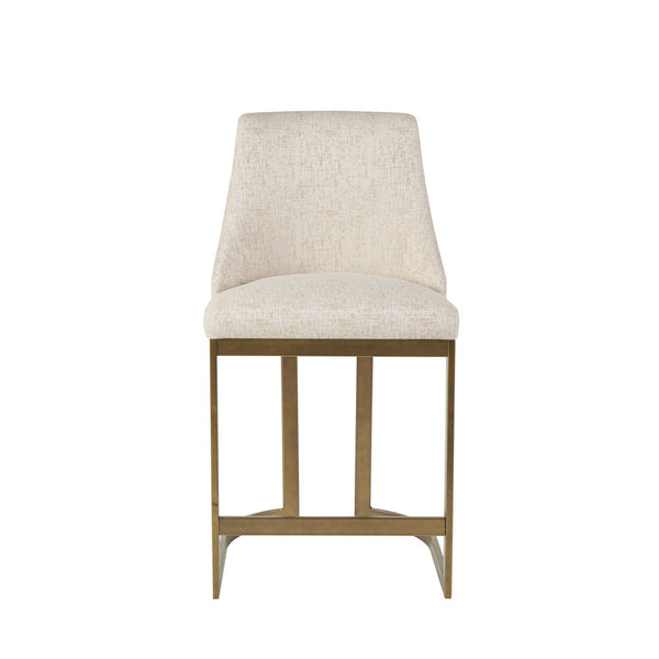 JLA Home Madison Park - 26"H Upholstered Counter Stool with Curved Arms Cream Fabric Antique Gold Metal Base Stylish Comfort, Durable Foam Seating, Adjustable Feet (Counter Height) MP104-1238