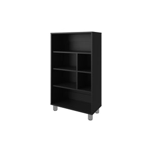 English Elm Charco Three-Shelf Bookcase Melamine, Scratch-Resistant Compact Storage for Living Room or Office Decor Black 37 L x 25.2 W x 2.8 H B128P244990