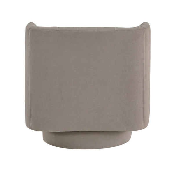 English Elm Modern Swivel Chair Channel-Tufted Barrel Back Upholstered Accent Seat with 360° Metal Base, Cozy Contemporary Comfort taupe 37.5 L x 28.5 W x 14.5 H B011P379436