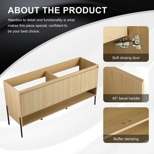 English Elm 60" Freestanding Bathroom Vanity Cabinet Only, 4 Soft-Close Doors, KD Packing, Durable 67.7x23x7.9 W1972P199464