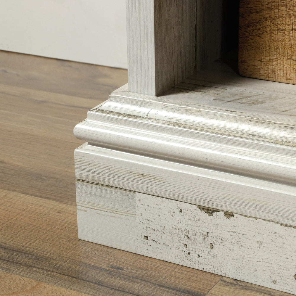 English Elm Tall Bookcase with Labelled Cubby Slots, White Engineered Wood, Dual-Sided Back, Sturdy 35.6"x13.5"x75" Storage Elegance B356P402640