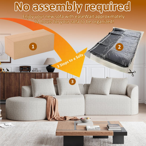 English Elm Modern Oversized Sectional Sofa - 112-Inch Curved Cloud Couch With 4 Pillows For Ultimate Comfort W834P323314