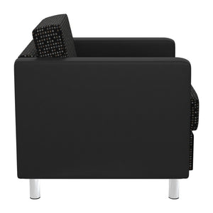 OSP Home Furnishings Pacific Club Armchair with Vinyl Upholstery and Chrome Legs for Modern Living Rooms PAC51-K101/R107