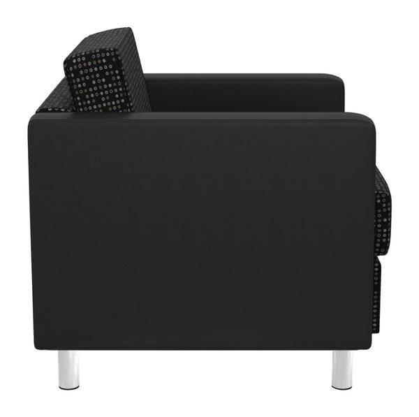 OSP Home Furnishings Pacific Club Armchair with Vinyl Upholstery and Chrome Legs for Modern Living Rooms PAC51-K101/R107