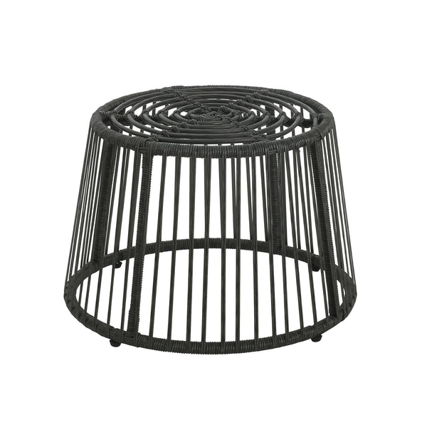 English Elm Christopher Knight Home® - ELAINE Wicker High Back Chair & Cage Side Table Set in Grey — PE Rattan, Water-Resistant Cushions, Retro Papasan Base (2-Piece) N775P188543G