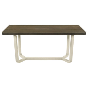 English Elm Sexton Two-tone Rectangular Dining Table Seats Six with Wood Grain Veneer Top B062P440324