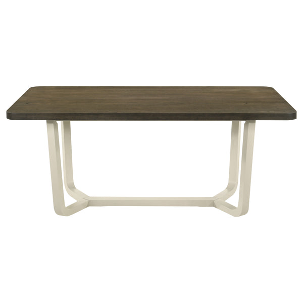 English Elm Sexton Two-tone Rectangular Dining Table Seats Six with Wood Grain Veneer Top B062P440324