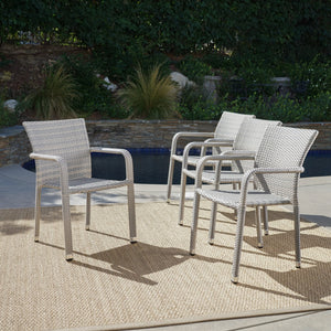 English Elm Christopher Knight Home® - Dover Grey Wicker Stacking Armchair Set Of 4 - Stylish, Weather-Resistant Outdoor Seating Solution N776P605564C
