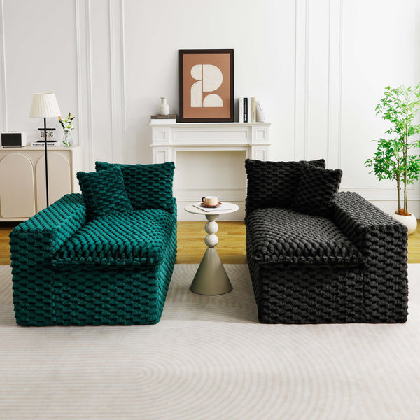 English Elm Luxury Color-Block Turtle Velvet Sofa - Versatile & Stylish Seating For Cozy Living Room Gatherings W3371S00052