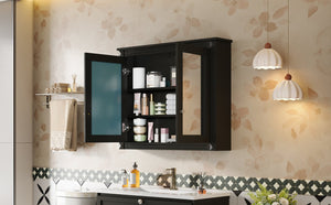 English Elm 36'' Wall Mounted Medicine Cabinet with Dual Mirrors Soft Close Doors Bathroom Storage Black N710P371186B