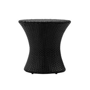 English Elm 19" Kono Hourglass Wicker Side Table Pe Rattan Sculptural Accent for Patio or Living Room Black N773P362078R