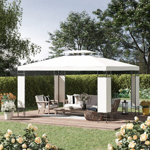 English Elm Outsunny 10' X 13' Elegant Double Roof Gazebo Canopy For Outdoor Shade, Stylish Garden Decor & Shelter W2225P200543-GIGA