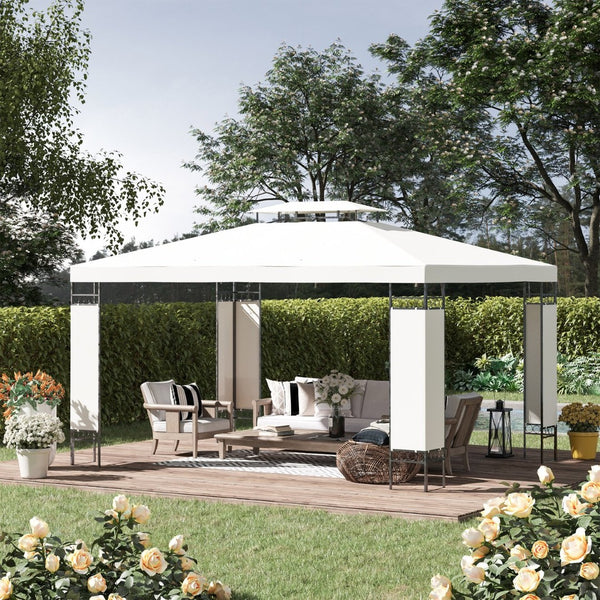 English Elm Outsunny 10' X 13' Elegant Double Roof Gazebo Canopy For Outdoor Shade, Stylish Garden Decor & Shelter W2225P200543-GIGA