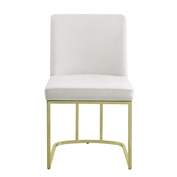 English Elm Zazie White Velvet Side Chair Set of 2 with Gold Finish, Lozenge Back, 4" Cushion, 220lb Capacity B2726P345260