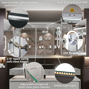 English Elm Smart Led Medicine Cabinet with Dual Lighting Anti-fog Dimming and Built-in Power Outlet W637P148115
