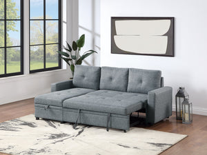 English Elm Black Polyfiber Convertible Sectional Sofa with Pull-Out Bed, Reversible Storage Chaise, 2-Pc Modern Living Room Seating B011S01020