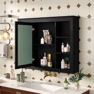 English Elm 35'' Modern Wall-Mounted Medicine Cabinet With Mirror, 6 Shelves & Towels Rod For Effortless Storage N710P236930B
