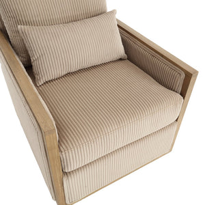 English Elm Corduroy Swivel Barrel Chair with Plush Foam Cushion, 360° Metal Base, Durable Hardwood Frame, Cozy Sitting Experience Camel W395P209394