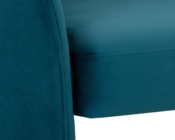 Sunpan Rosalia Contemporary Lounge Chair - Plush Curves and Defined Piping for Stylish Comfort in Any Space Timeless Teal