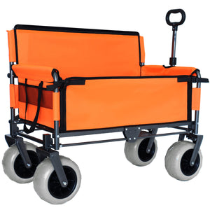 English Elm 3-in-1 Folding Utility Wagon Converts to Bench Seat with All-terrain Balloon Tires Orange W2932P312719