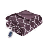 Beautyrest Heated Ogee Casual Throw BR54-0666 Purple