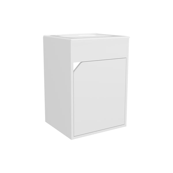 English Elm FM Wall-Mounted Belle Bathroom Vanity with Built-In Sink, Floating Design, Soft-Close Door, Sleek Storage Solution White 26 L x 19 W x 11 H B128P335851