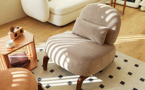 English Elm Cute Barrel Velvet Accent Chair Armless Solid Wood Legs Cozy Reading Nook Seat Camel W2105P412976