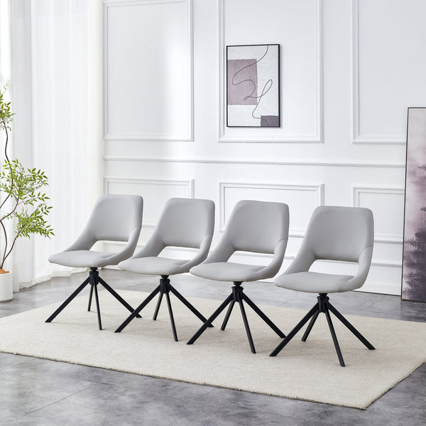 English Elm Dining Chairs Set Of 4 - Modern Swivel Seating With Scratch-Resistant Pu Leather & Gold Mesh Accents W3493P347173