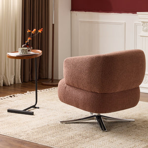 English Elm Cuddle-style linen swivel chair with 360° rotation, wrap-around cradle design for cozy compact spaces Red W3248P354265