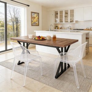 English Elm Woodgrain Walnut Look Bar Height Table with Hexagonal Base for Home Loft Dining T3971P452610