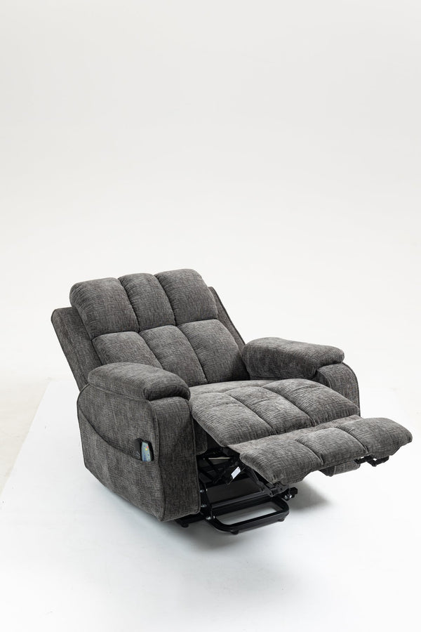 English Elm Oversized Power Lift Recliner with Heat Massage Lay Flat Design and Usb Charging Port Grey W547S00080