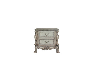 English Elm Dresden Vintage Bone White Nightstand with Felt-Lined Dovetail Drawers, Claw Legs & Resin Moldings B2726P261895