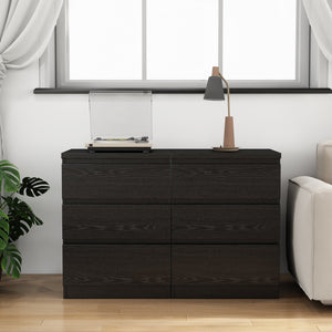 English Elm 19.7-inch Matte Finish 3 Drawer Nightstand Set of 2 Handle Free Modern Bedroom Storage Black W3151S00078