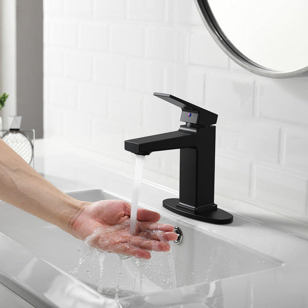 English Elm Matte Black Single Handle Bathroom Faucet - Modern Deck-Mounted Design For Easy Installation & Style T3177P289661