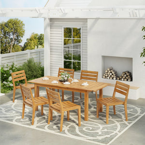 English Elm Christopher Knight Home® - Outdoor 7-Piece Expandable Acacia Wood Dining Set With Umbrella Hole, Stylish Teak Finish N773P198003T6_68892.00SNTS