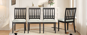 English Elm 2-piece Scandinavian Rubberwood Dining Chair Set with Curved Backrest and Padded Fabric Seat Black N752P405934B
